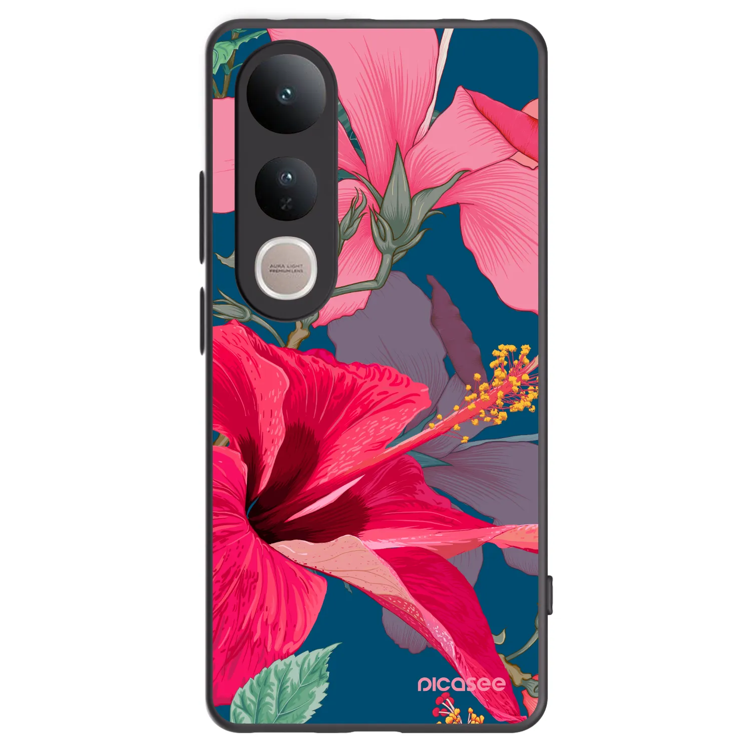 Picasee silikonowe czarne etui na Vivo V50 Lite 5G - Hibiscus