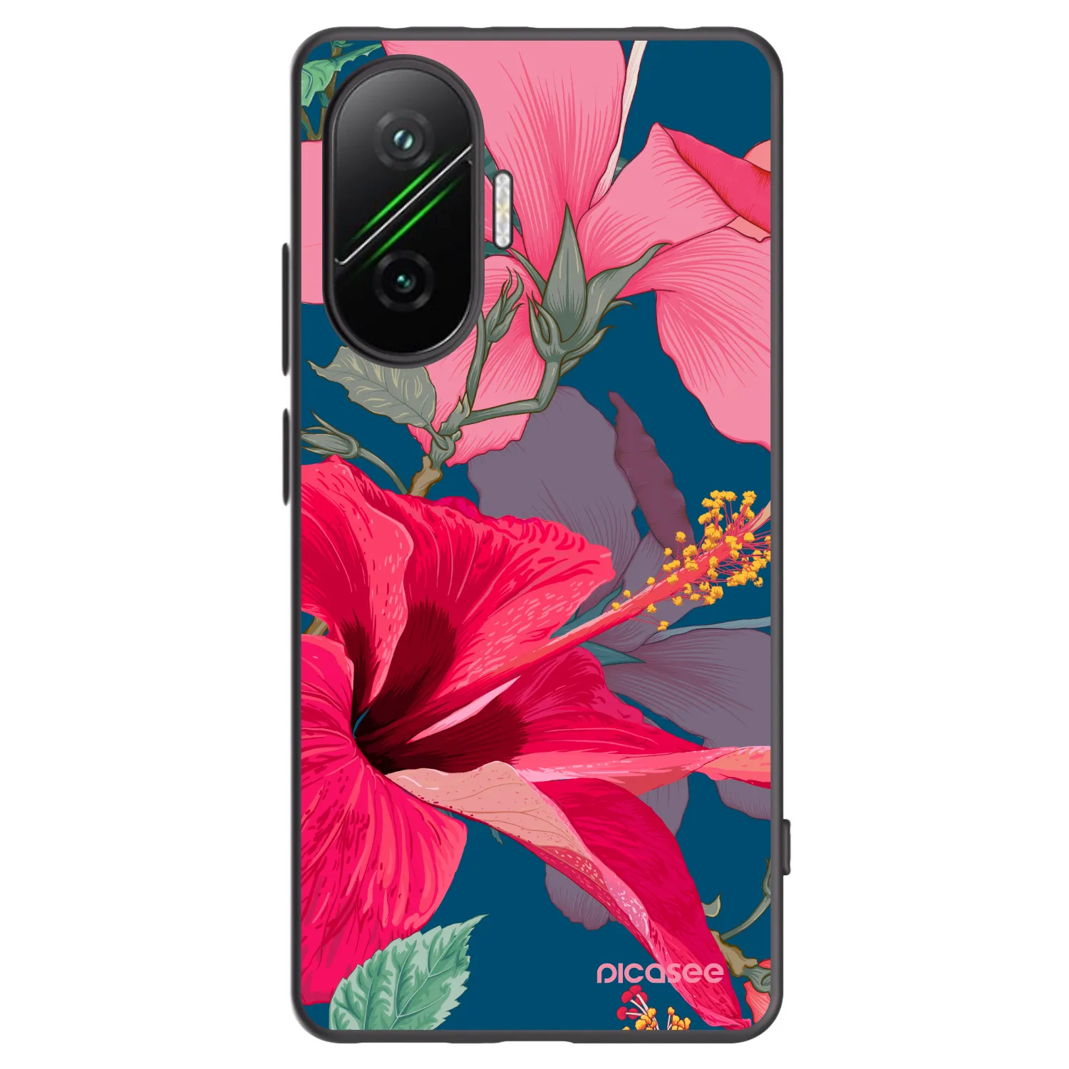 Picasee silikonowe czarne etui na Xiaomi Poco F7 Pro 5G - Hibiscus