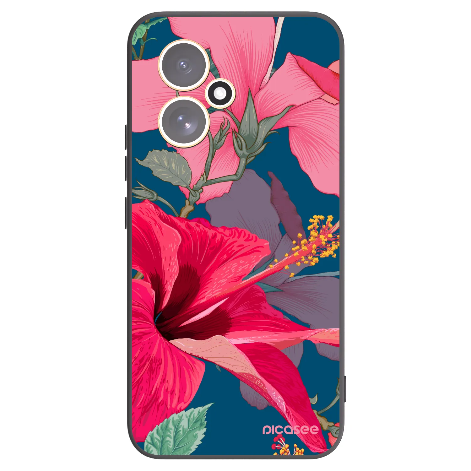 Picasee silikonowe czarne etui na Honor 400 5G - Hibiscus