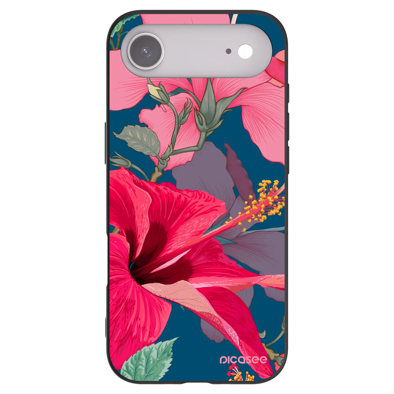 Picasee silikonowe czarne etui na Apple iPhone Air - Hibiscus