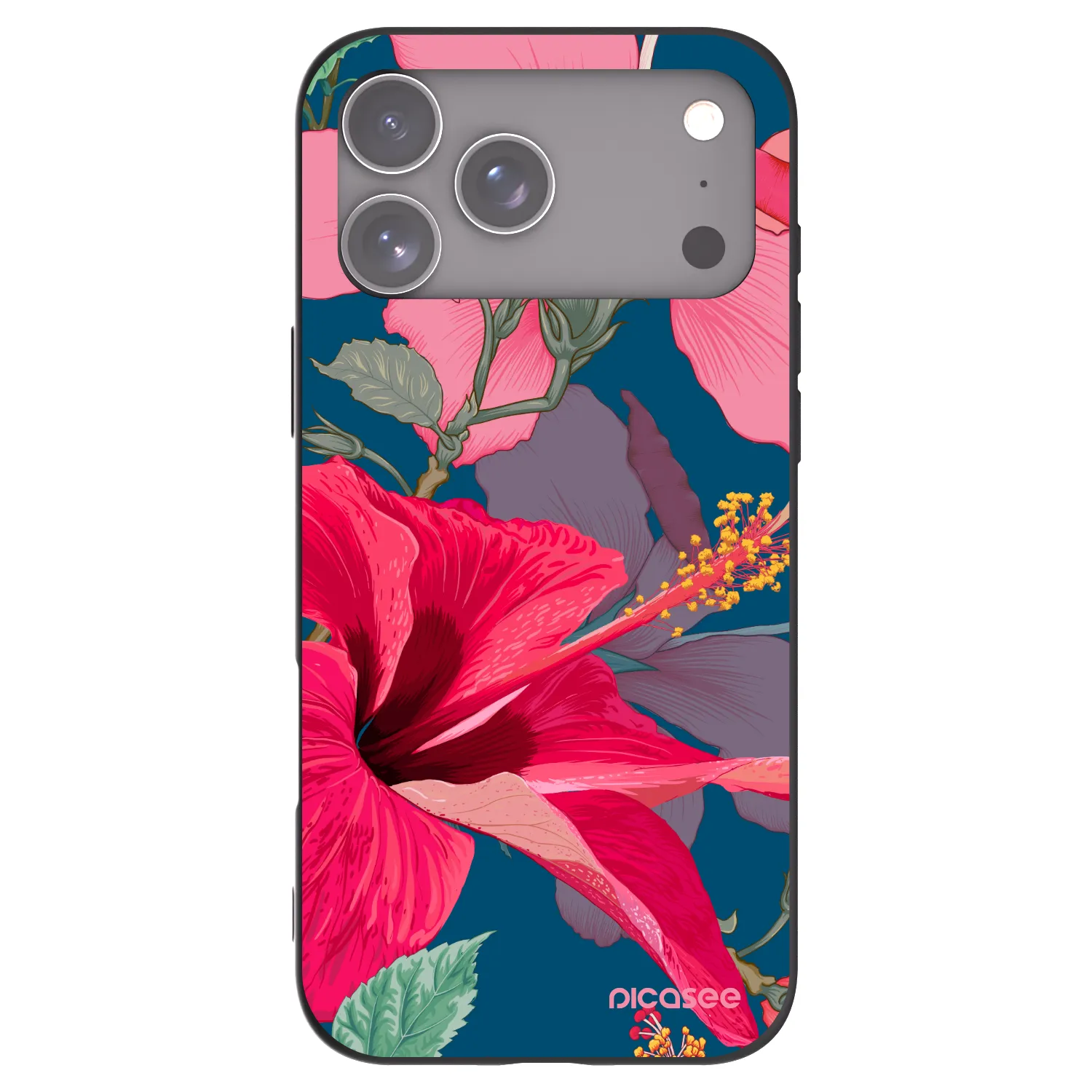 Picasee silikonowe czarne etui na Apple iPhone 17 Pro Max - Hibiscus
