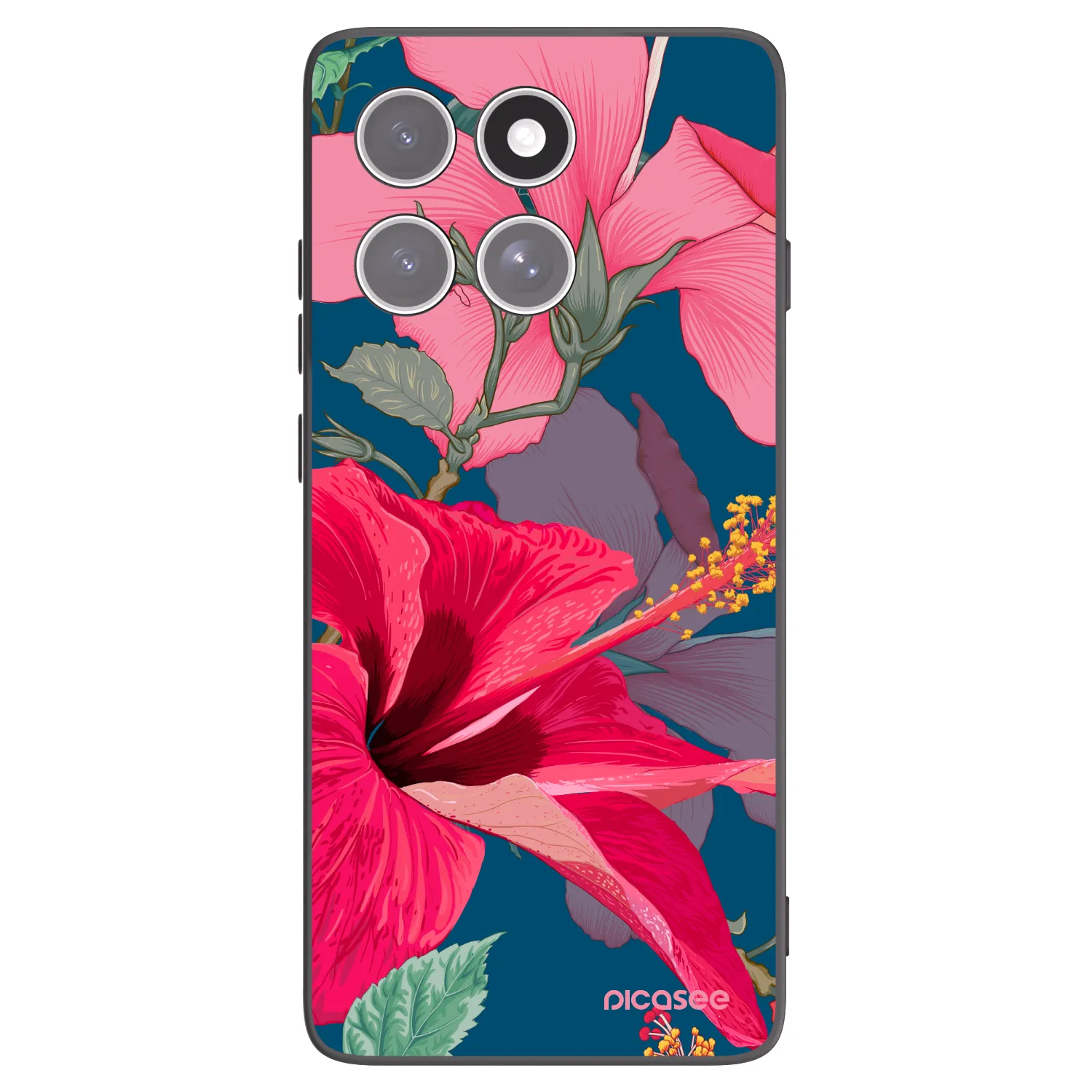 Picasee silikonowe czarne etui na Motorola Edge 60 Pro - Hibiscus
