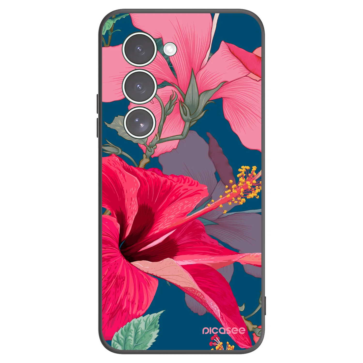 Picasee silikonowe czarne etui na Xiaomi Redmi 15 5G - Hibiscus