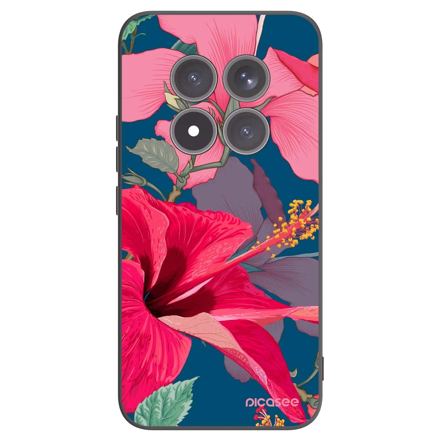 Picasee silikonowe czarne etui na Xiaomi Redmi Note 15 Pro+ - Hibiscus