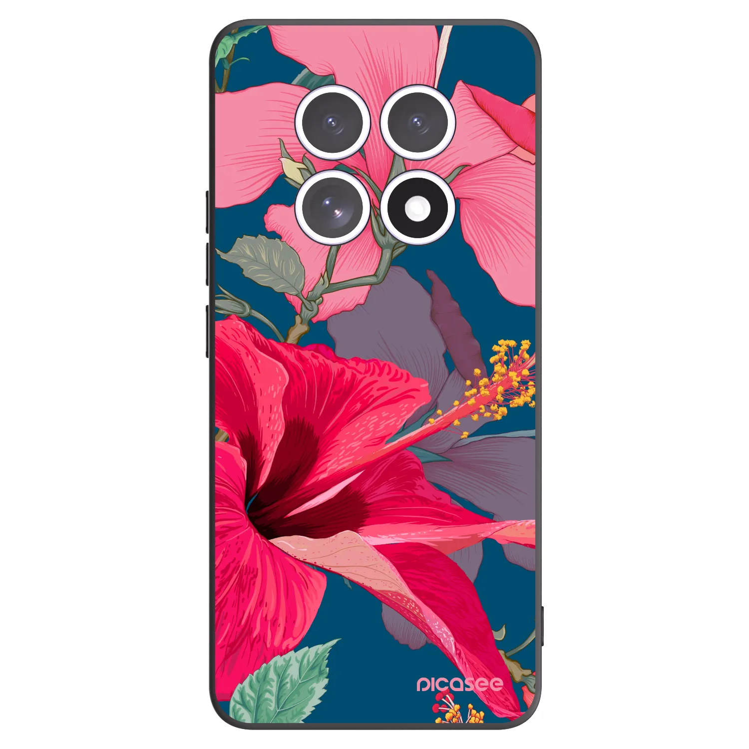 Picasee silikonowe czarne etui na Xiaomi Redmi Note 15 4G - Hibiscus