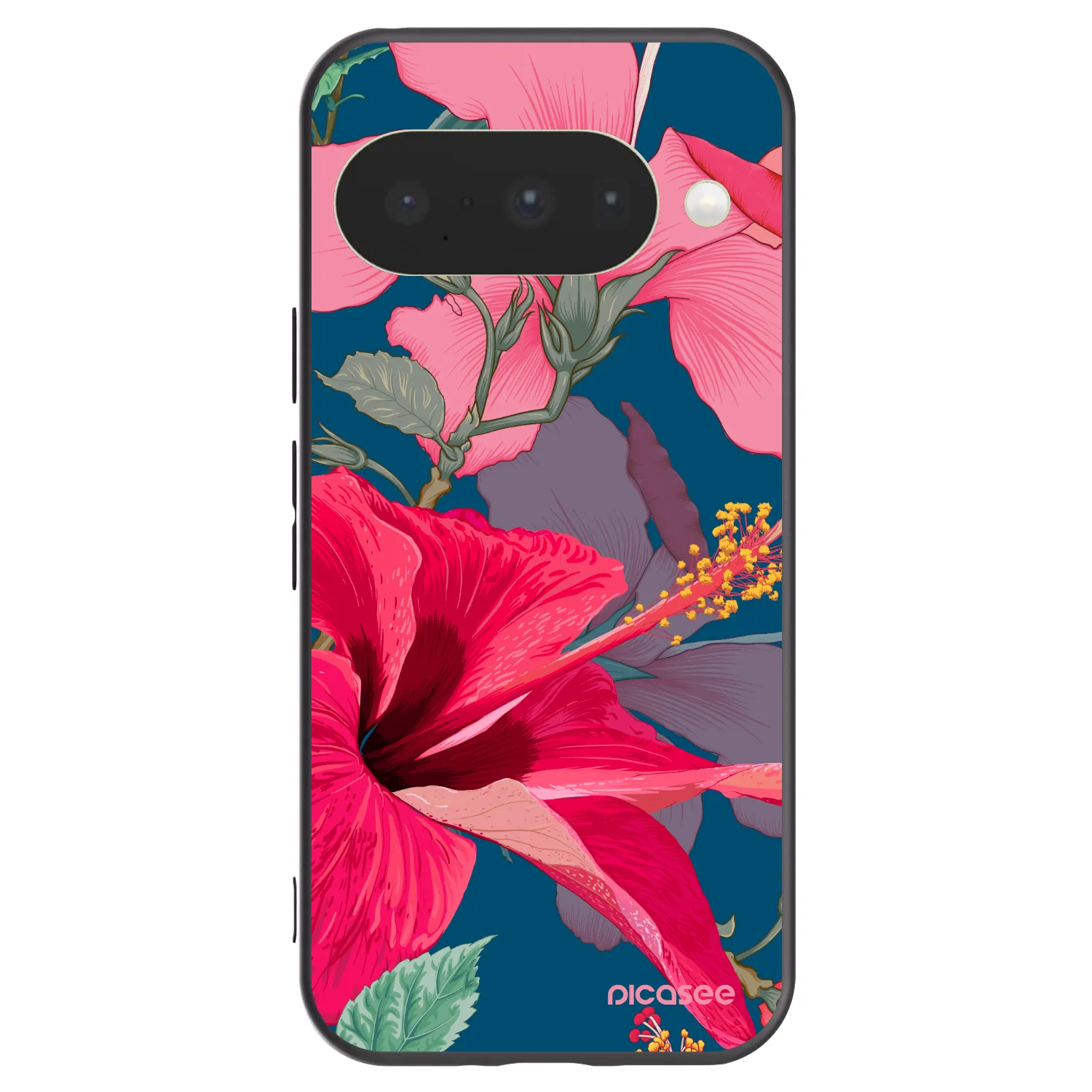 Picasee silikonowe czarne etui na Google Pixel 10 - Hibiscus