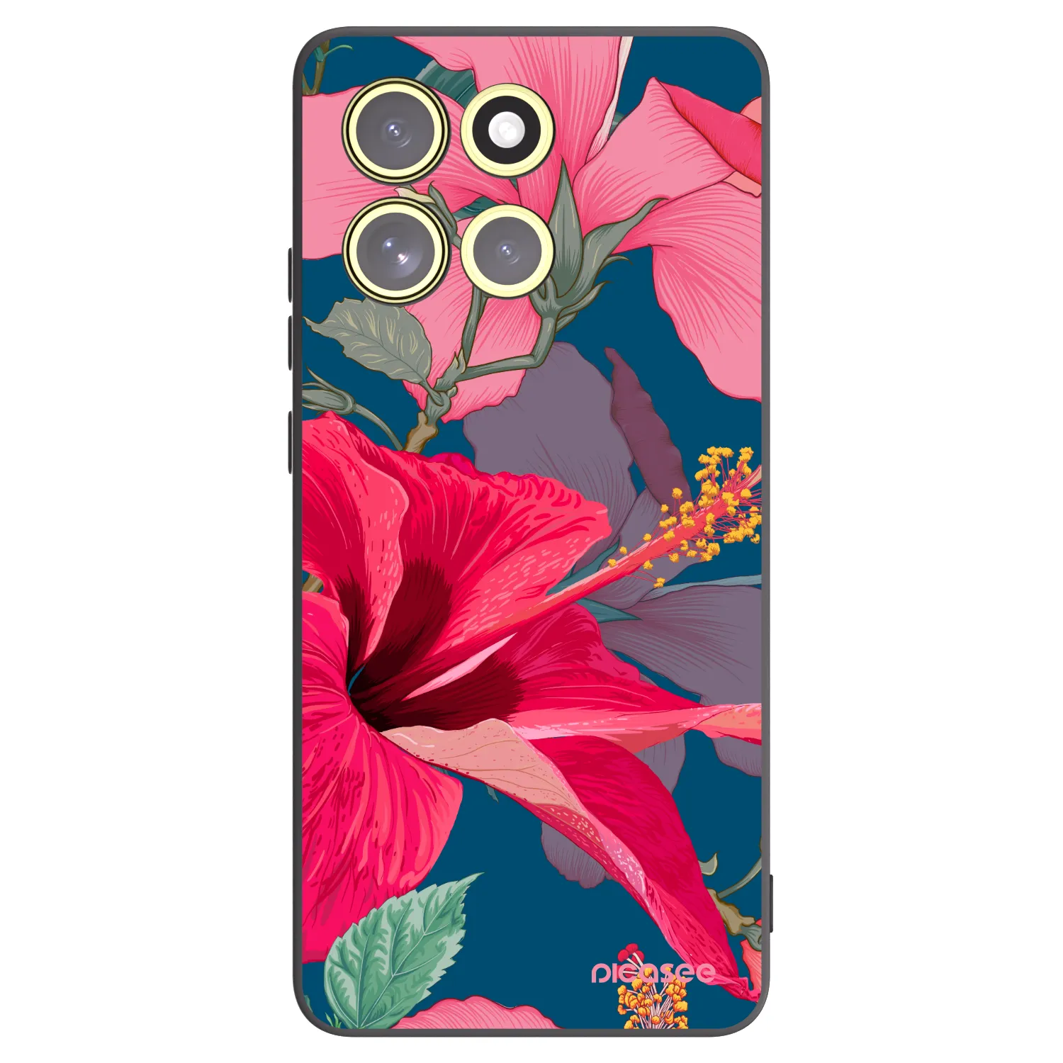 Picasee silikonowe czarne etui na Motorola Moto G86 Power 5G - Hibiscus