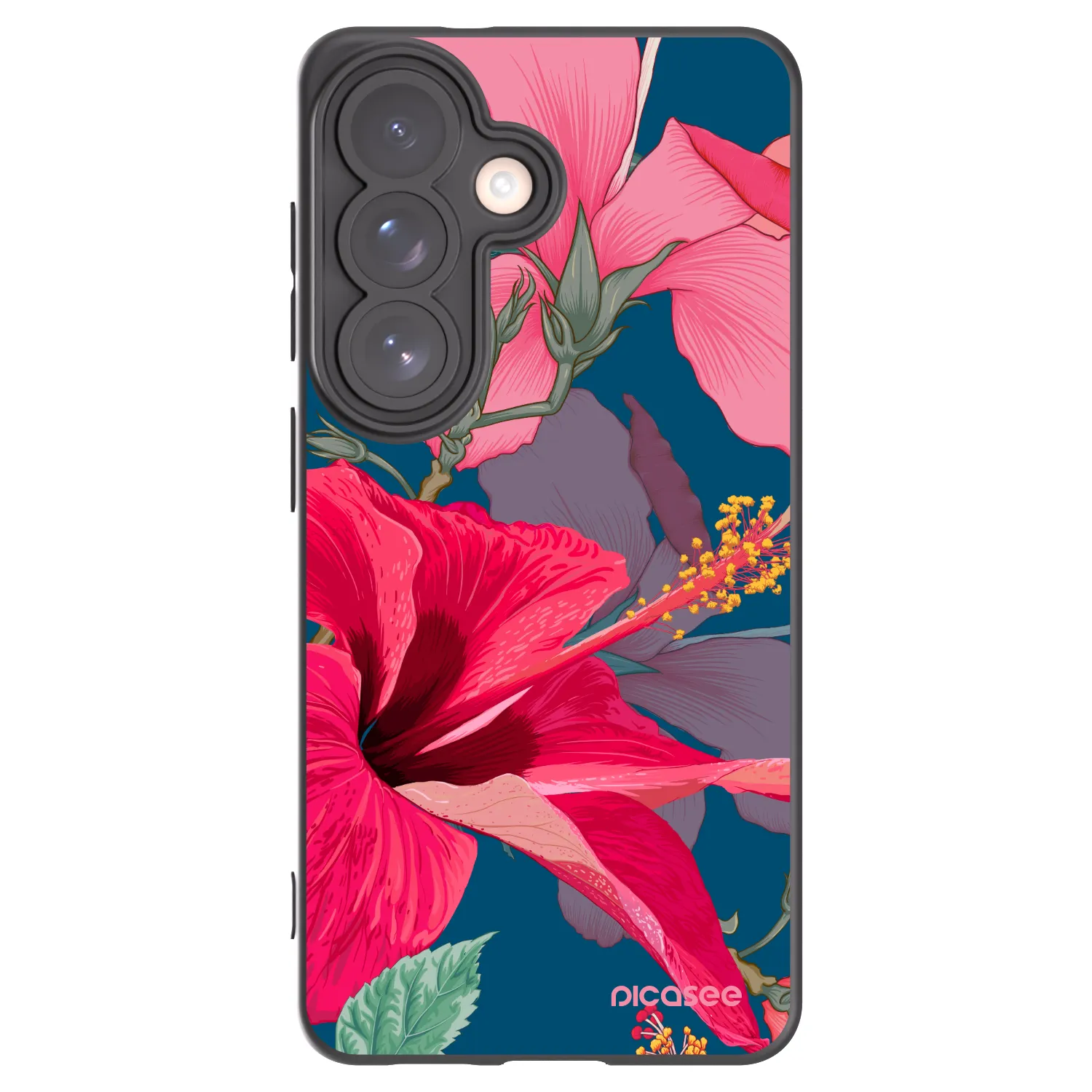 Picasee silikonowe czarne etui na Samsung Galaxy S26 - Hibiscus