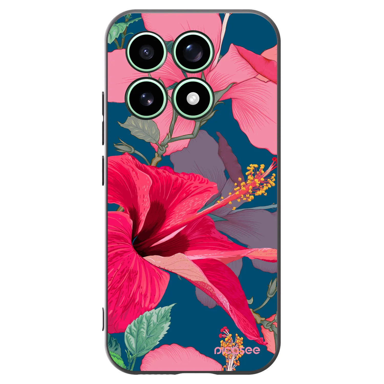 Picasee silikonowe czarne etui na Xiaomi 17 - Hibiscus