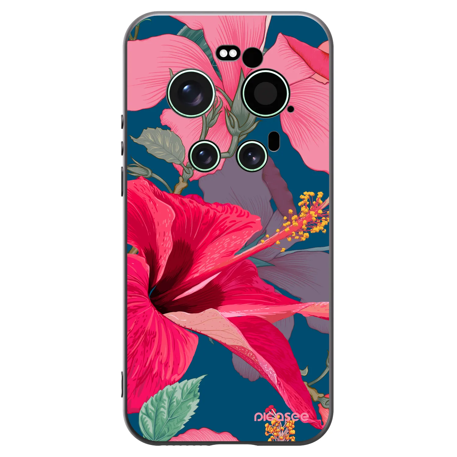 Picasee silikonowe czarne etui na Xiaomi 17 Ultra - Hibiscus