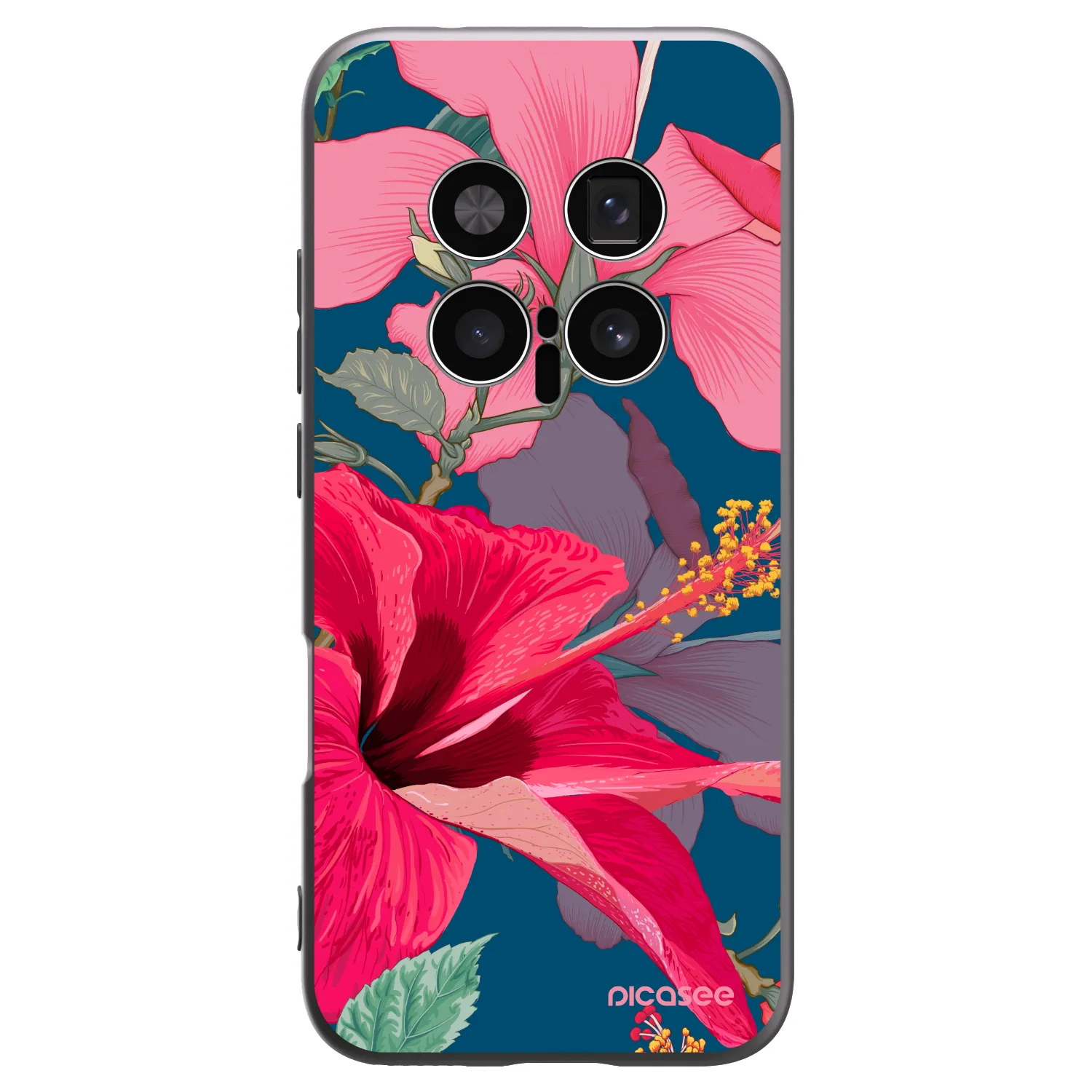 Picasee silikonowe czarne etui na Honor Magic8 Pro 5G - Hibiscus