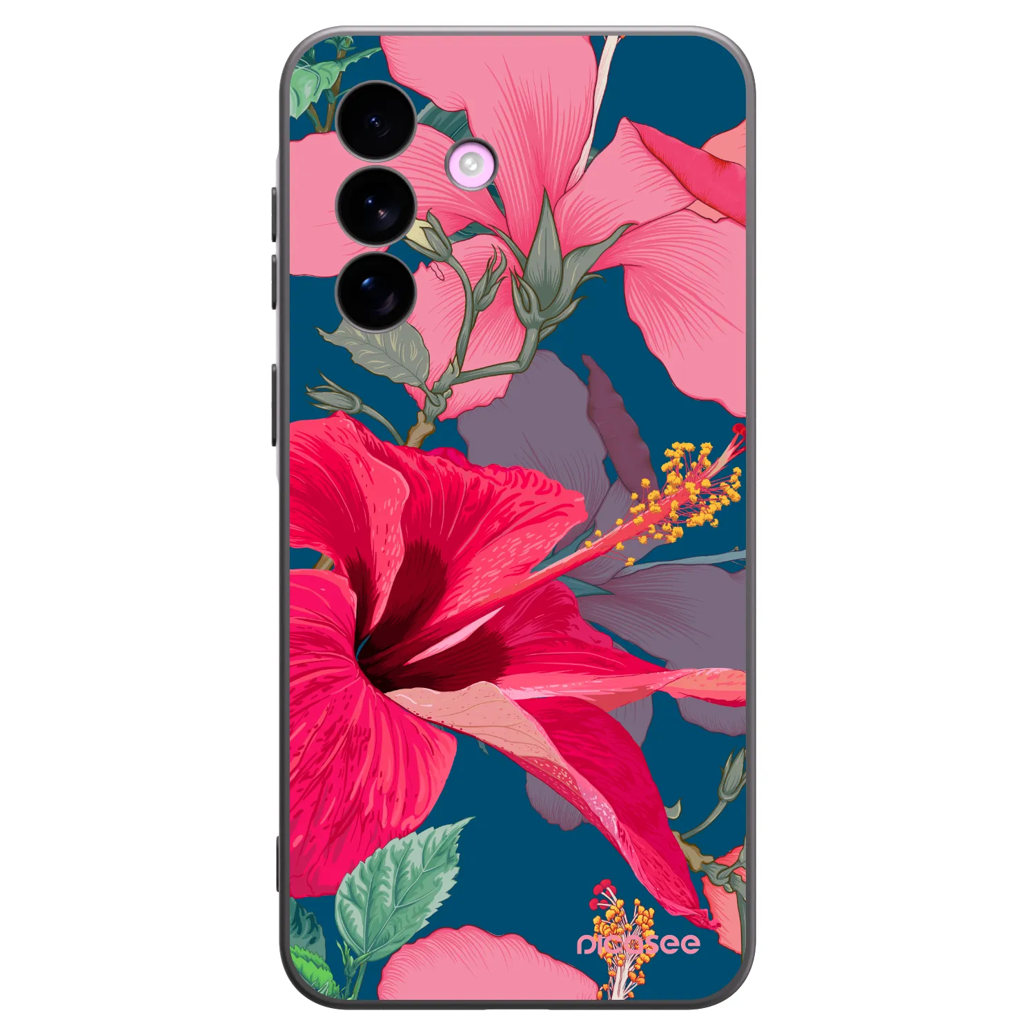 Picasee silikonowe czarne etui na Samsung Galaxy A57 5G - Hibiscus
