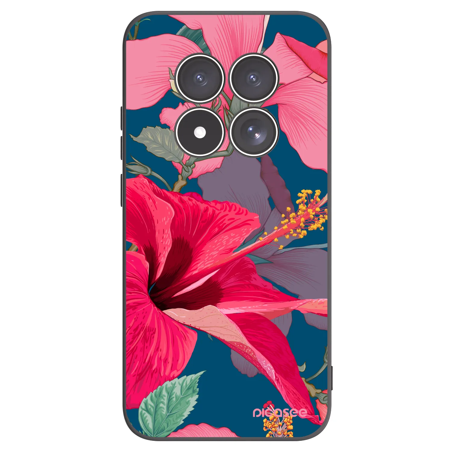 Picasee silikonowe czarne etui na Xiaomi Redmi Note 15 Pro 5G - Hibiscus