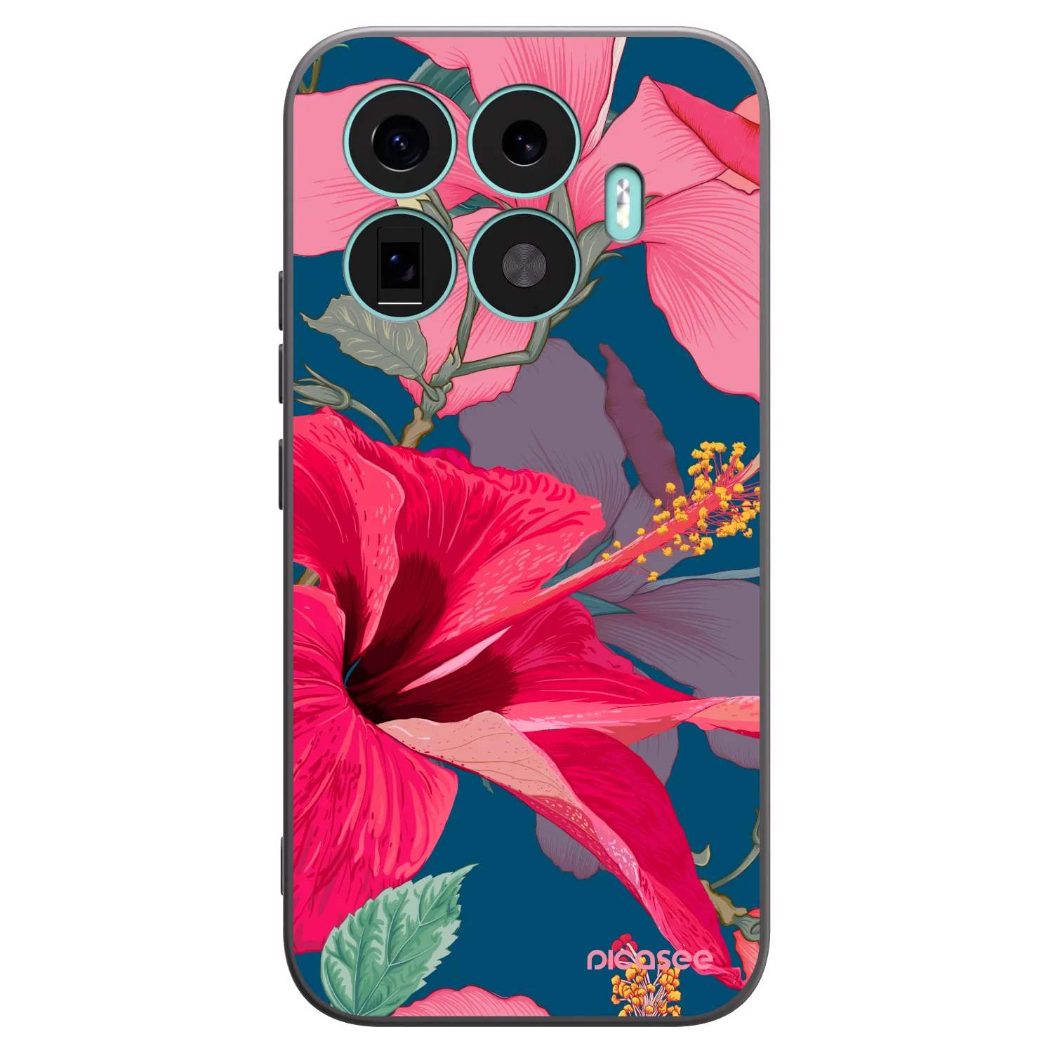 Picasee silikonowe czarne etui na Xiaomi 17T - Hibiscus