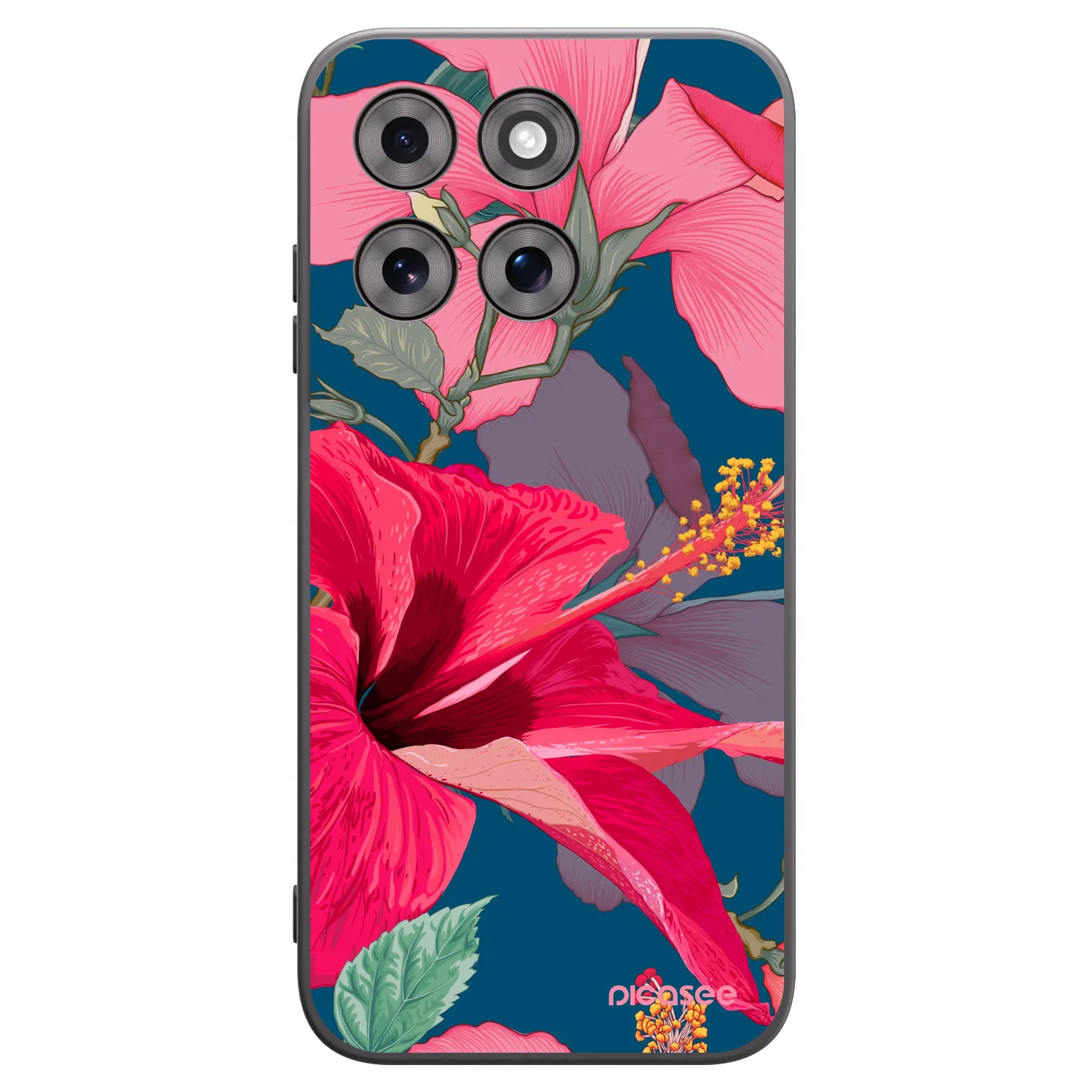 Picasee silikonowe czarne etui na Motorola Moto G77 - Hibiscus