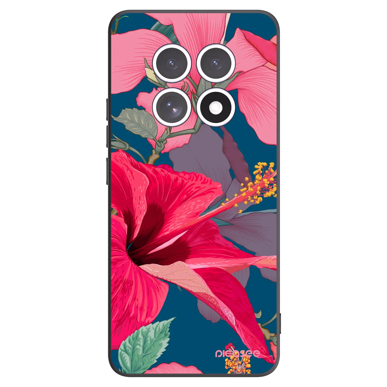 Picasee silikonowe czarne etui na Xiaomi Redmi Note 15 5G - Hibiscus