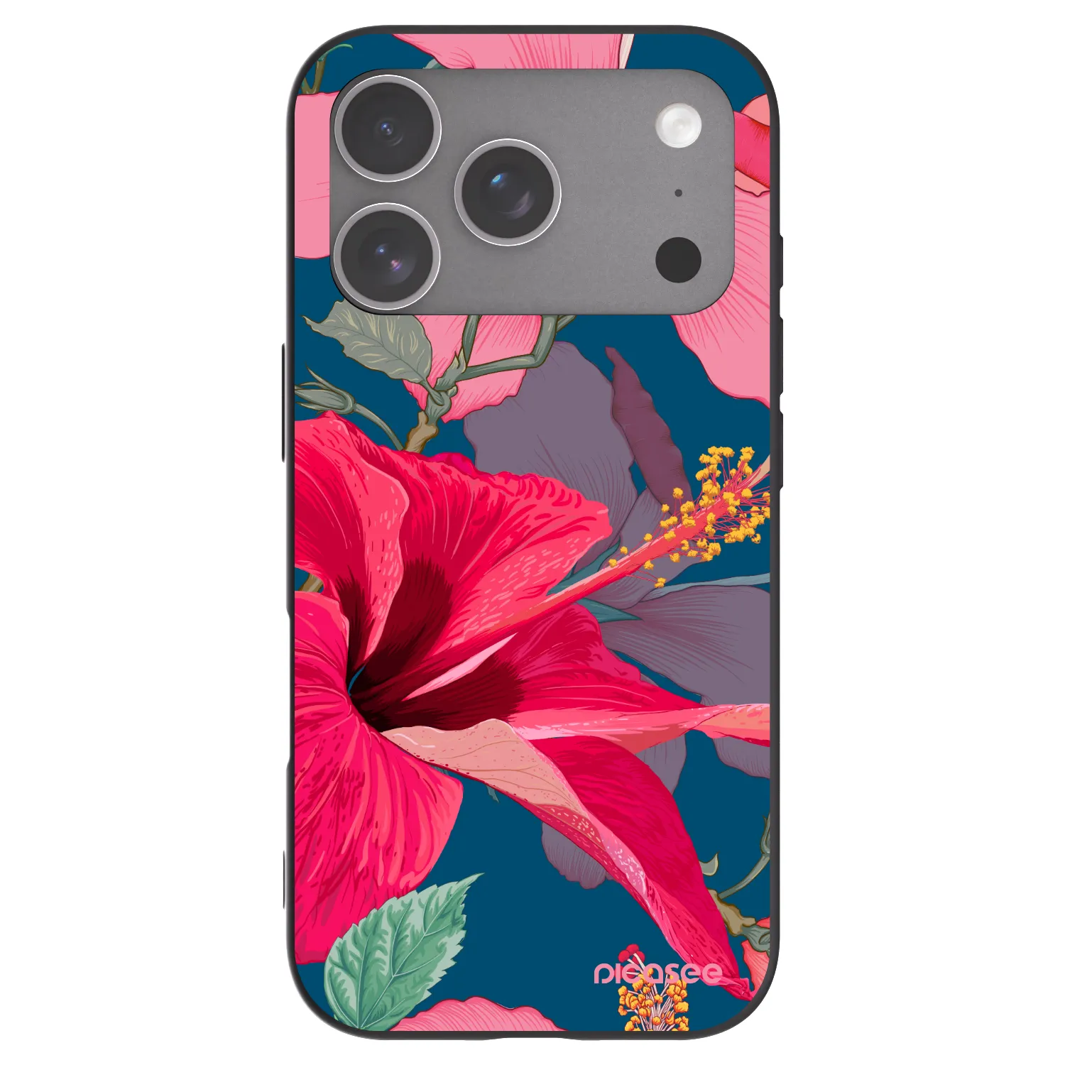 Picasee silikonowe czarne etui na Apple iPhone 18 Pro - Hibiscus