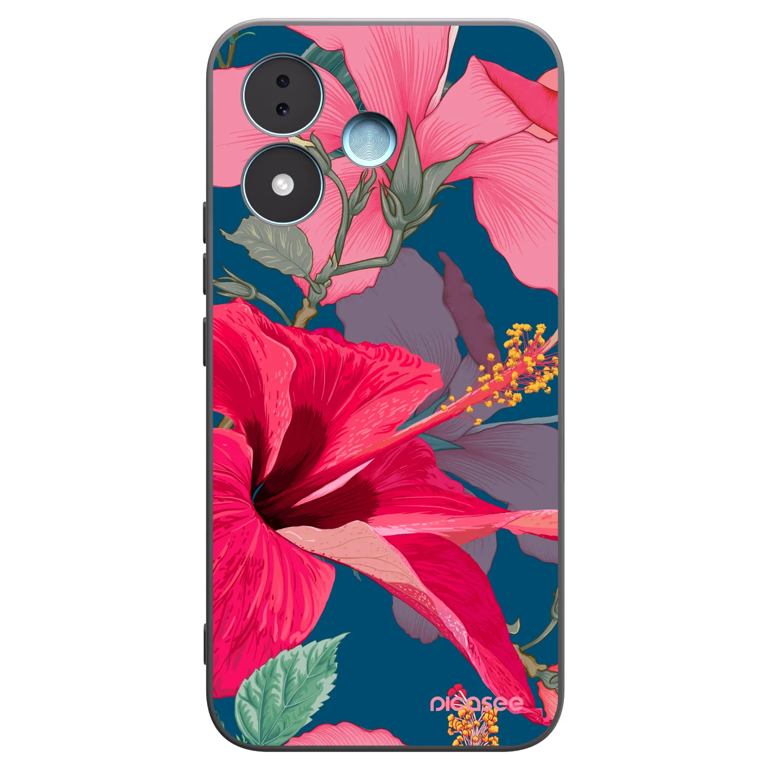 Picasee silikonowe czarne etui na Xiaomi Redmi Note 17 5G - Hibiscus