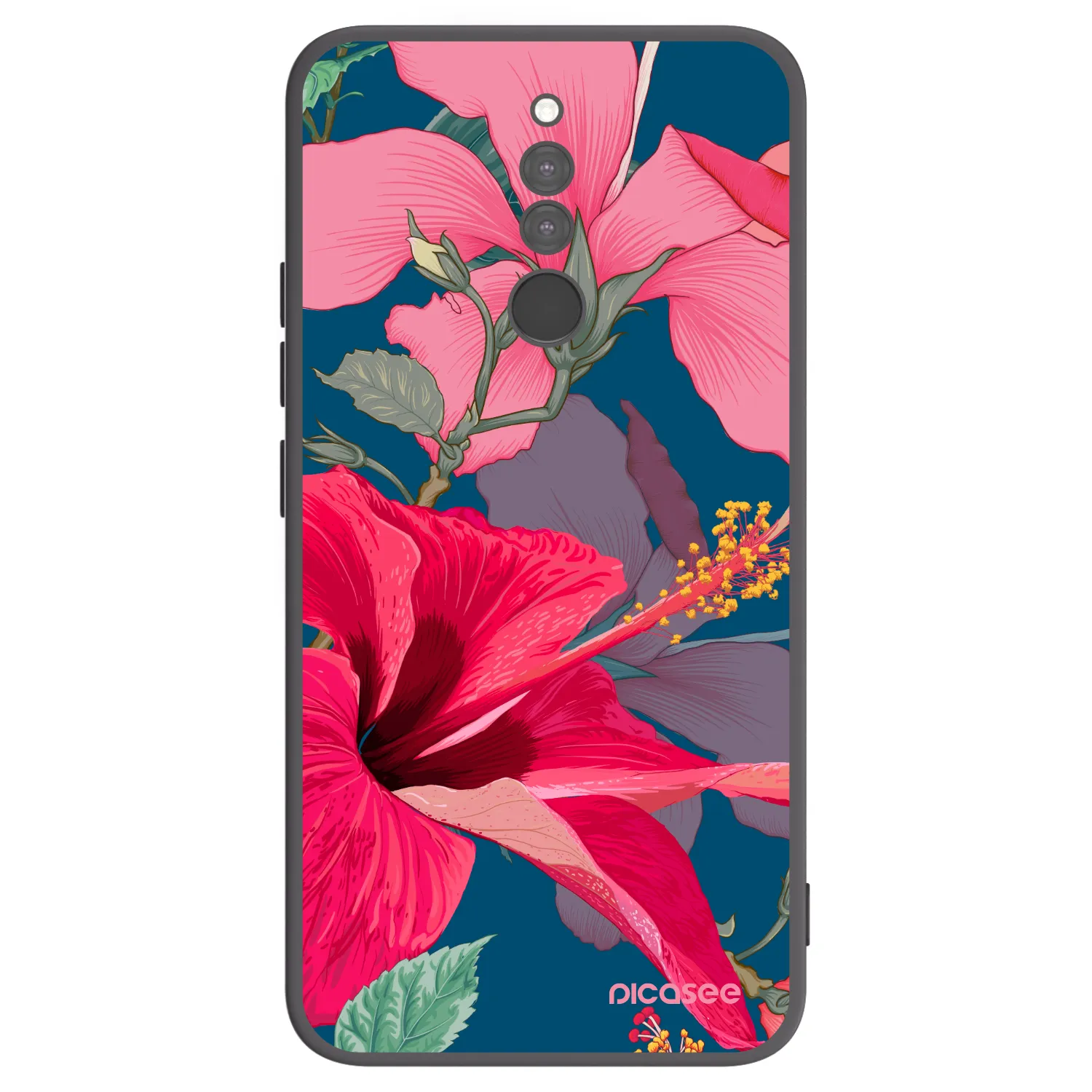 Picasee silikonowe czarne etui na Xiaomi Redmi 8 - Hibiscus