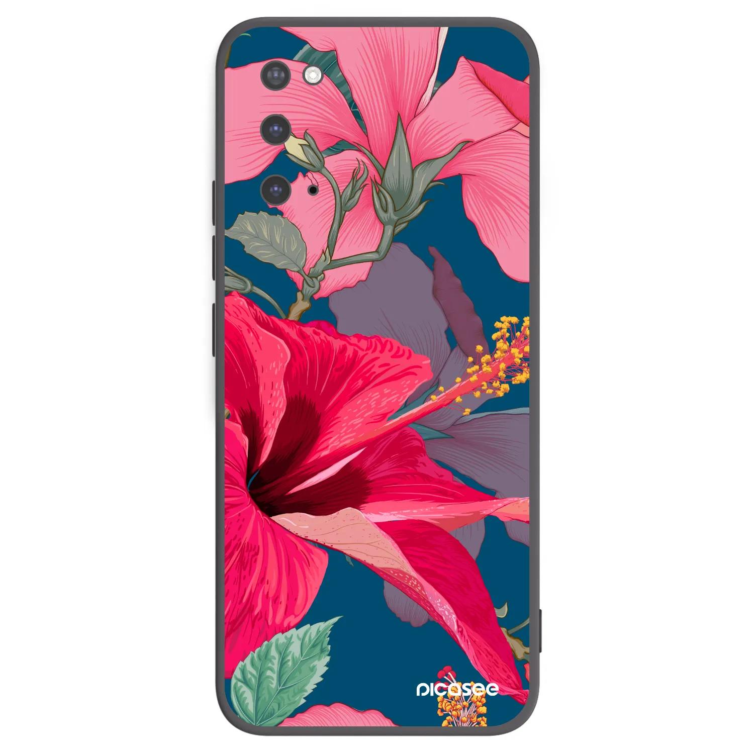 Picasee silikonowe czarne etui na Samsung Galaxy S20 G980F - Hibiscus