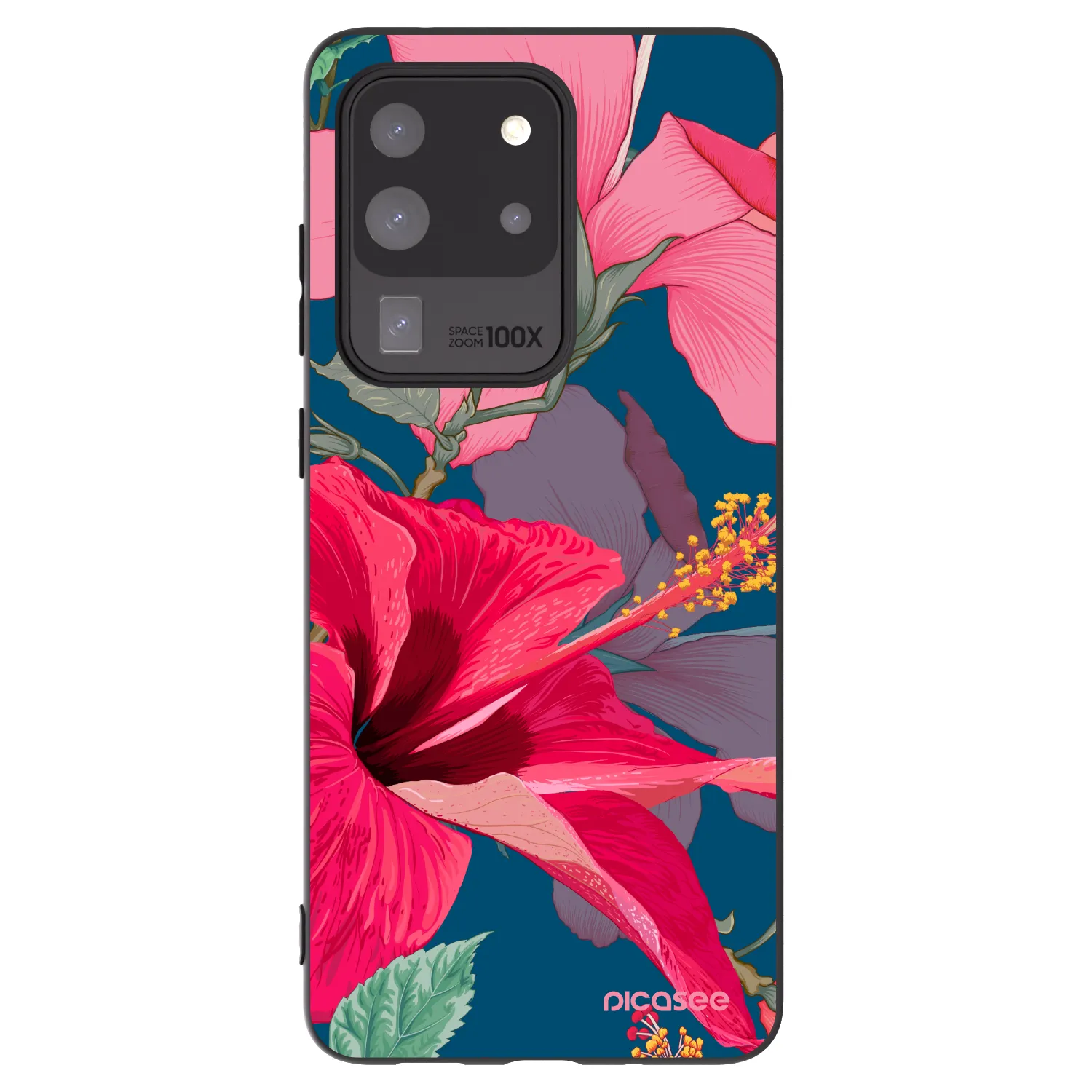 Picasee silikonowe czarne etui na Samsung Galaxy S20 Ultra 5G G988F - Hibiscus