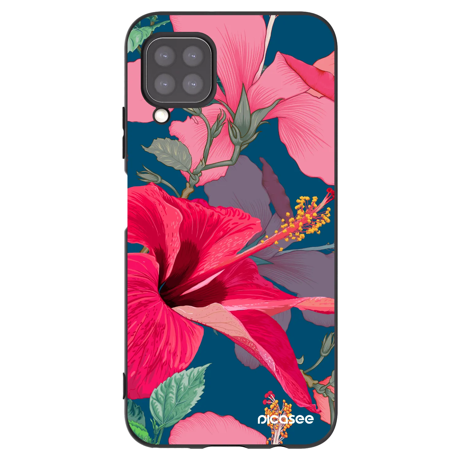 Picasee silikonowe czarne etui na Huawei P40 Lite - Hibiscus
