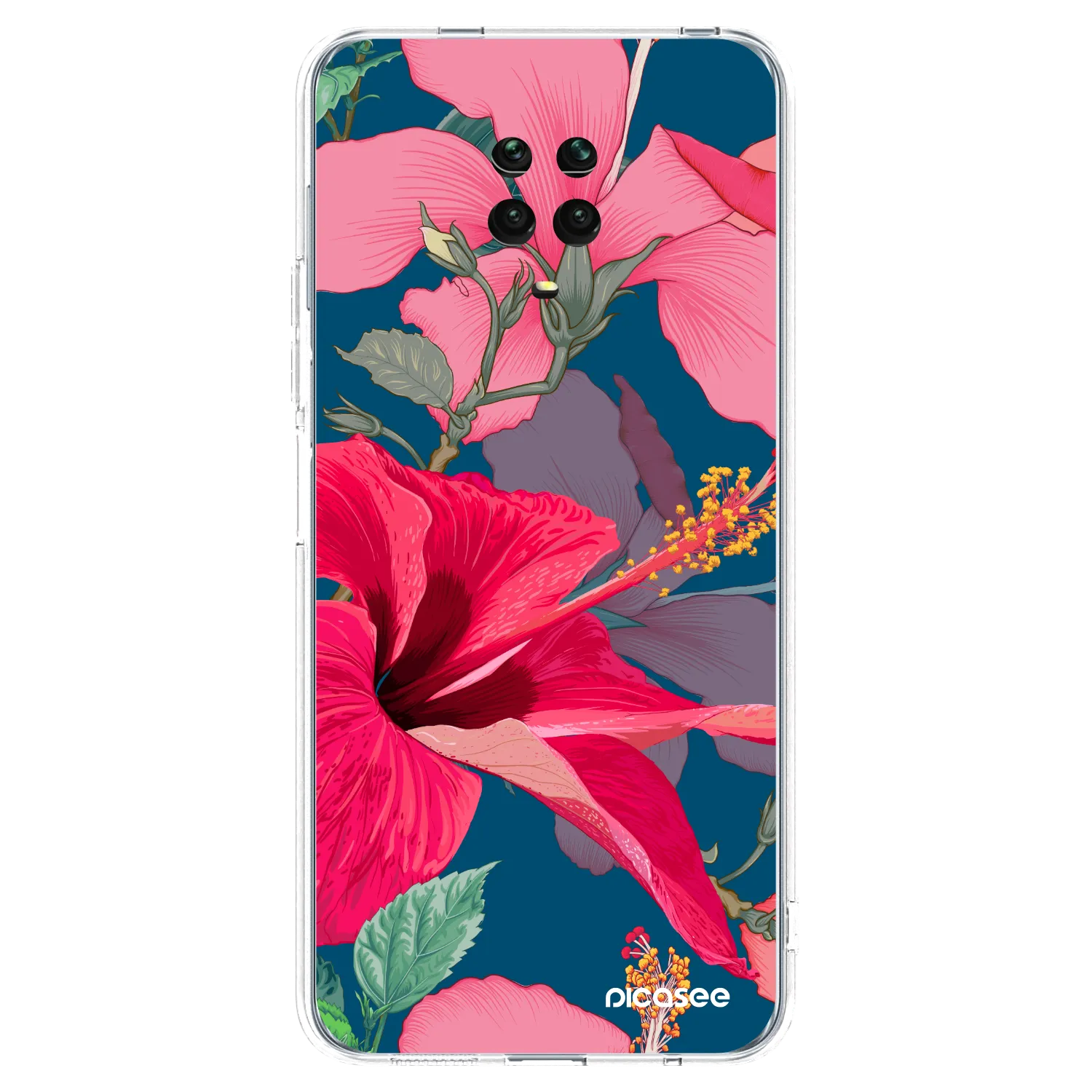 Picasee silikonowe przeźroczyste etui na Xiaomi Redmi Note 9S - Hibiscus