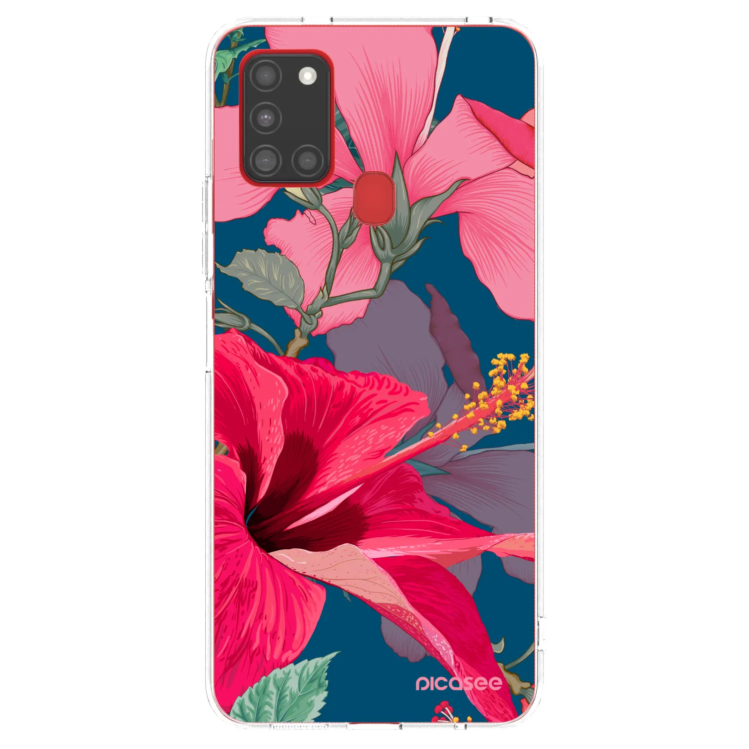 Picasee silikonowe przeźroczyste etui na Samsung Galaxy A21s - Hibiscus