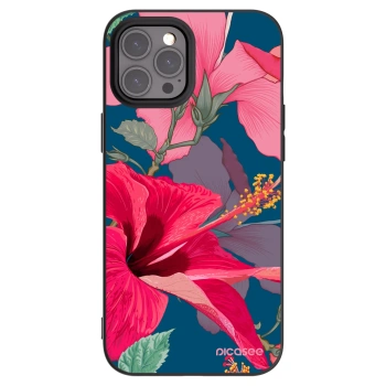 Picasee silikonowe czarne etui na Apple iPhone 12 Pro Max - Hibiscus