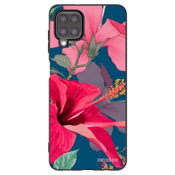 Picasee silikonowe czarne etui na Samsung Galaxy A12 A125F - Hibiscus