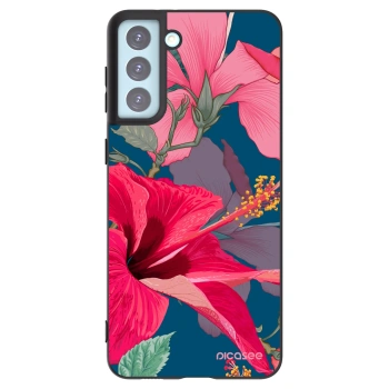 Picasee silikonowe czarne etui na Samsung Galaxy S21+ 5G G996F - Hibiscus