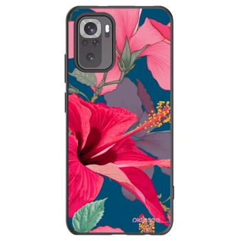 Picasee silikonowe czarne etui na Xiaomi Redmi Note 10S - Hibiscus