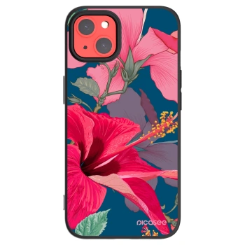 Picasee silikonowe czarne etui na Apple iPhone 13 - Hibiscus