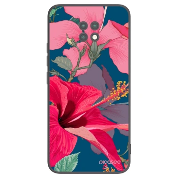 Picasee silikonowe czarne etui na Xiaomi Redmi Note 9T - Hibiscus