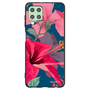 Picasee silikonowe czarne etui na Samsung Galaxy A22 A225F 4G - Hibiscus