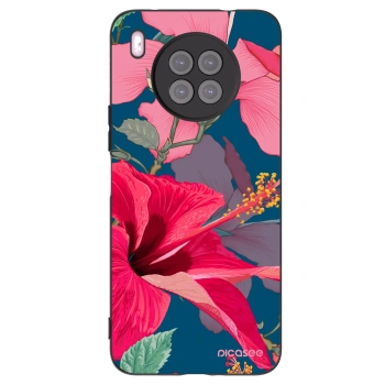 Picasee silikonowe czarne etui na Huawei Nova 8i - Hibiscus