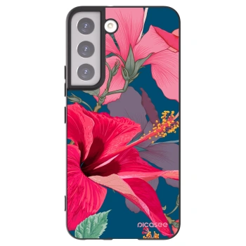 Picasee silikonowe czarne etui na Samsung Galaxy S22 5G - Hibiscus