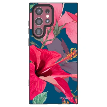 Picasee silikonowe czarne etui na Samsung Galaxy S22 Ultra 5G - Hibiscus