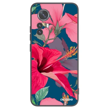 Picasee silikonowe czarne etui na Xiaomi 12 Pro - Hibiscus