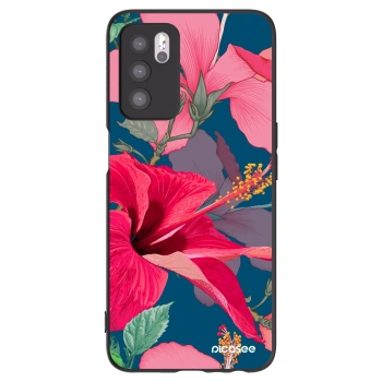 Picasee silikonowe czarne etui na OPPO A16 - Hibiscus