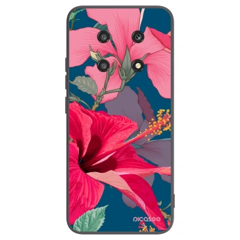 Picasee silikonowe czarne etui na Honor Magic4 Lite 5G - Hibiscus