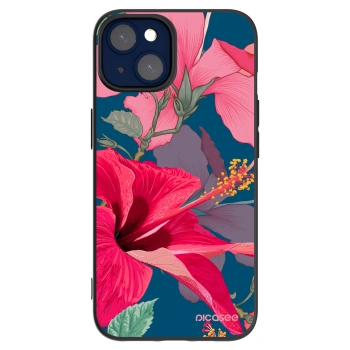 Picasee silikonowe czarne etui na Apple iPhone 14 - Hibiscus