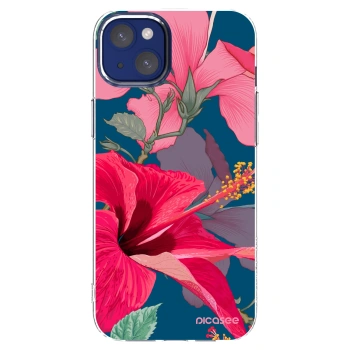 Picasee silikonowe przeźroczyste etui na Apple iPhone 14 Plus - Hibiscus