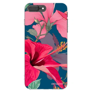 Picasee silikonowe przeźroczyste etui na Apple iPhone 8 Plus - Hibiscus