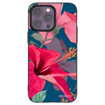 Picasee silikonowe czarne etui na Apple iPhone 14 Pro Max - Hibiscus