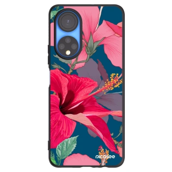 Picasee silikonowe czarne etui na Honor X7 - Hibiscus
