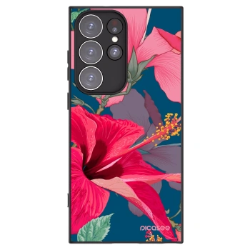 Picasee silikonowe czarne etui na Samsung Galaxy S23 Ultra 5G - Hibiscus