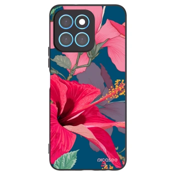 Picasee silikonowe czarne etui na Honor X8 5G - Hibiscus