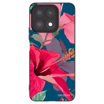 Picasee silikonowe czarne etui na Honor X8a - Hibiscus