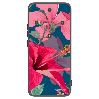 Picasee silikonowe czarne etui na Honor Magic5 Lite 5G - Hibiscus